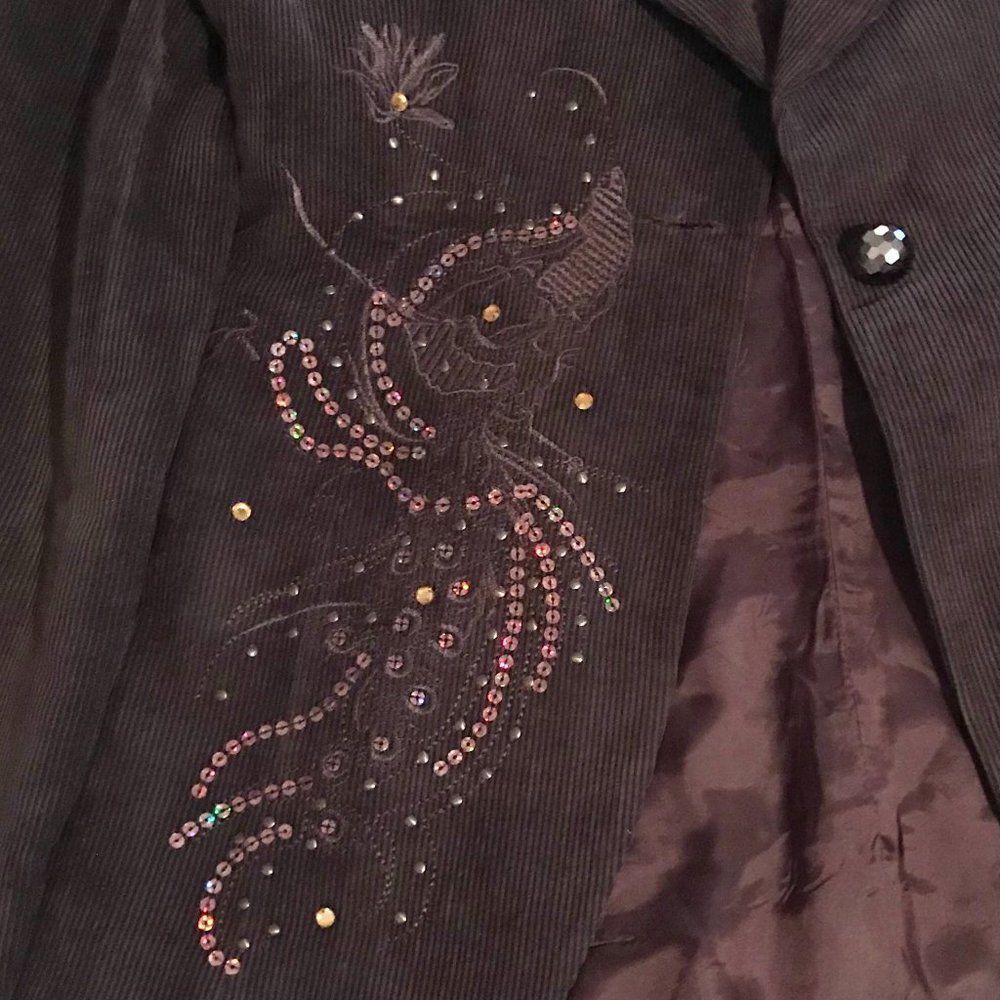 Baytekin Collection by Lizaro Women's Brown Corduroy Blazer Sz 38 Embroidered - Picture 6 of 7